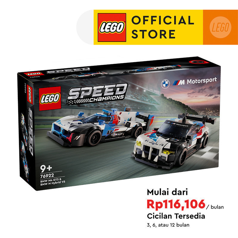 LEGO Speed Champions 76922 BMW M4 GT3 & BMW M Hybrid V8 Race Cars (676 Pieces) Mainan Susun (9 Tahun