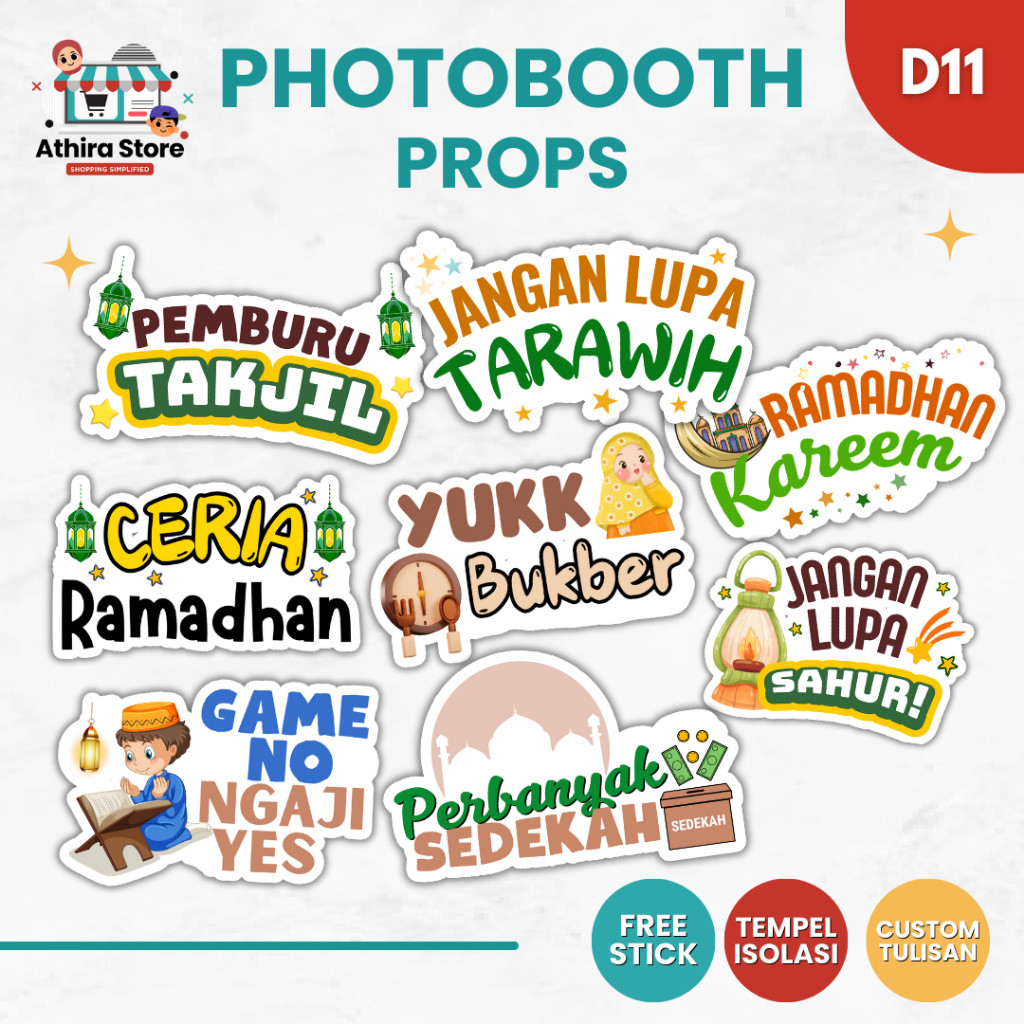 D11 Photobooth props ramadhan / dekorasi idul fitri Photobooth custom / properti foto reuni keluarga