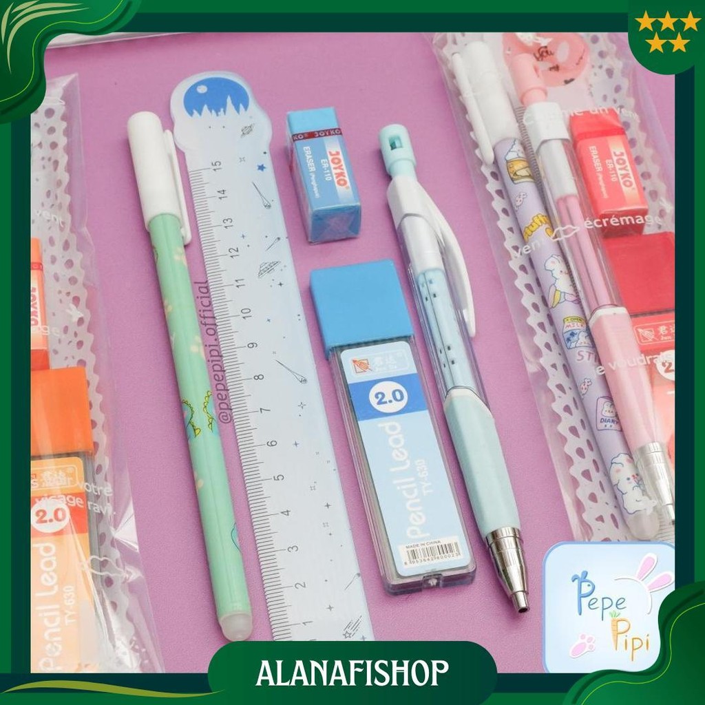 

Set Alat Tulis Mini Versi 2 Paket Alat Tulis Murah Pulpen Pensil Penghapus Penggaris Promo