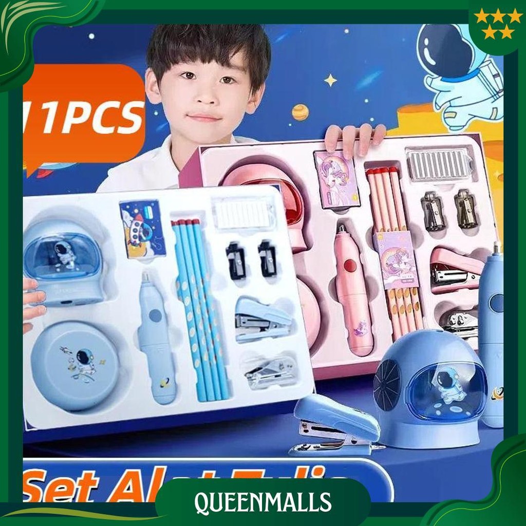 

11 In 1 Set Alat Tulis /Elektrik Rautan Penghapus Vacuum Pensil 11 In 1 /Anak Alat Perkakas Belajar Anak Perempuan Kado Ori