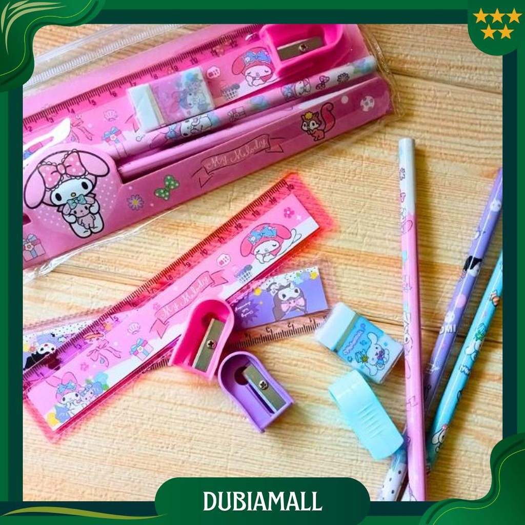 

Set Alat Tulis Sekolah Karakter Motif Sanrio 5 In 1 Lucu Cute Stationery Free Pouch Gratis Ongkir