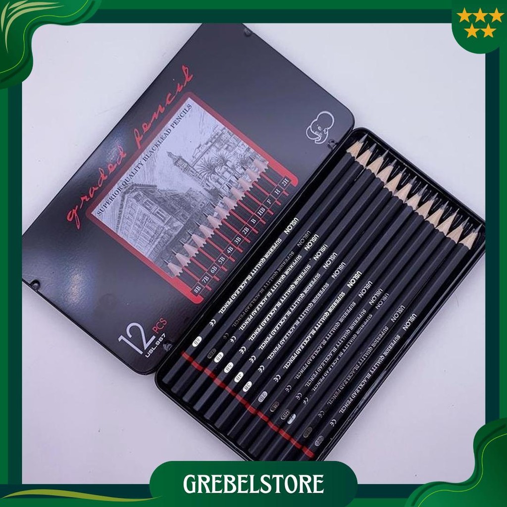

12 Pcs Pensil Gambar Sketsa Set Lengkap 2H H F B Hb 2B 3B 4B 5B 6B 7B 8B Charcoal Pencils Set Ori