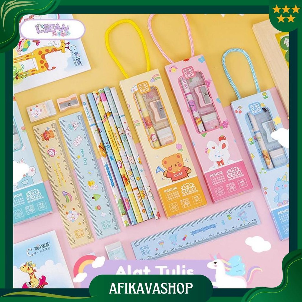 

Stationery Set Alat Tulis Sekolah 5 In 1 Lengkap Pensil Penggaris Penghapus Rautan Lucu Gratis Ongkir