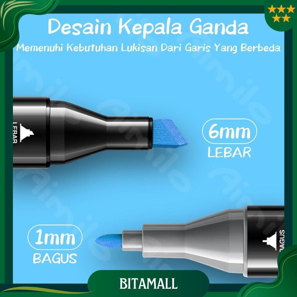 

[Ready] Aimilo Spidol Warna Warni 1 Set Sketch Marker 2 Tip Touch Marker 48/60/80 Warna Sale