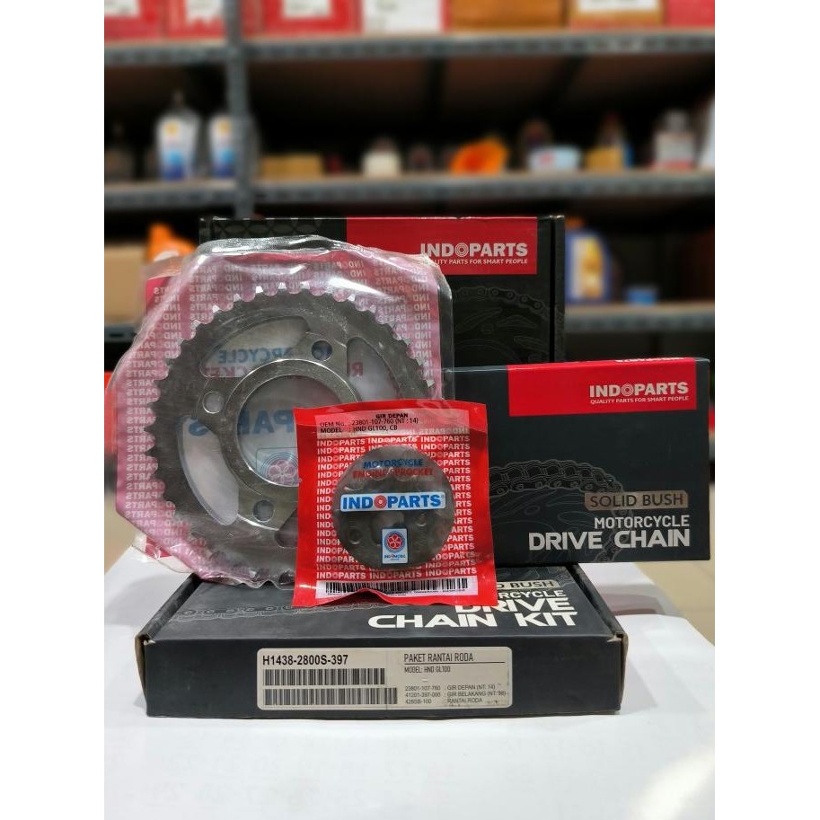 GEAR GIR SET GEARSET AINKIT GL 100 GL100 14-38T 100L ASLI INDOPARTS