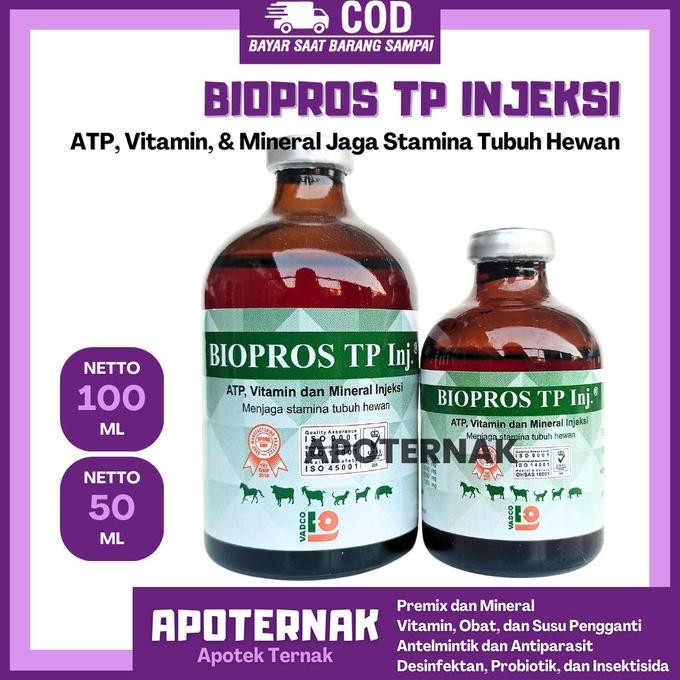TERMURAH - BIOPROS TP 100ml 50ml Injeksi Stamina ATP Sapi Kambing Kuda Dll
