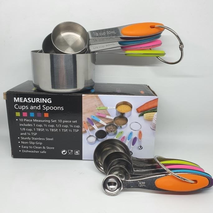 MURAH stainless measuring cup and spoon complete set 10pcs /sendok takar