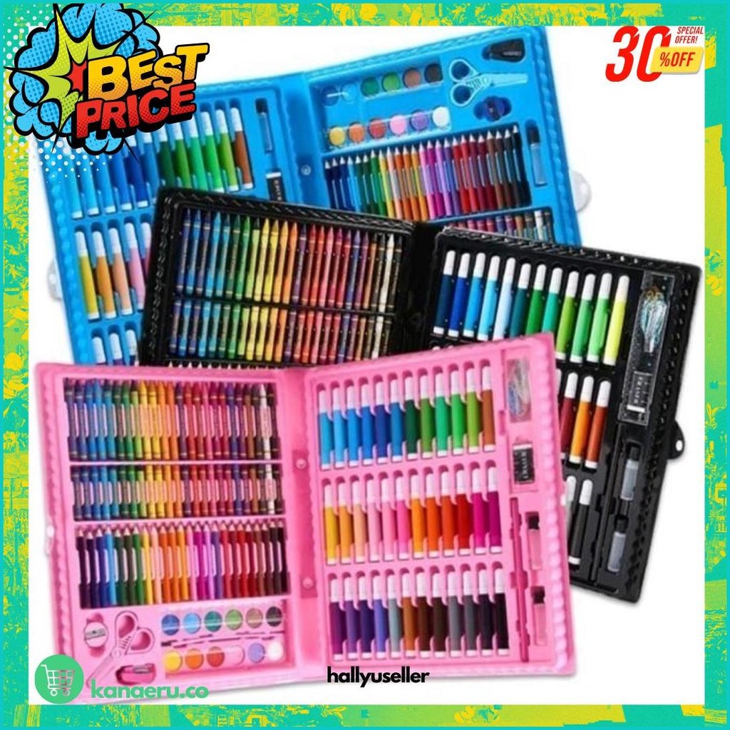 

Crayon Set 150Pcs Anak Cat Air Mewarnai Anak Set Gambar Anak Mengganbar Anak Pensil Warna Set Kilat