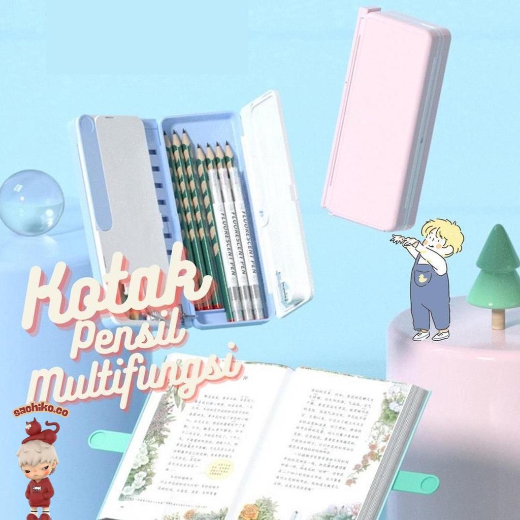 

Kotak Pensil Lipat / Tempat Pensil Multifungsi Dengan Papan Tulis Dan Tatakan Buku / Smart Pencil Case Cod