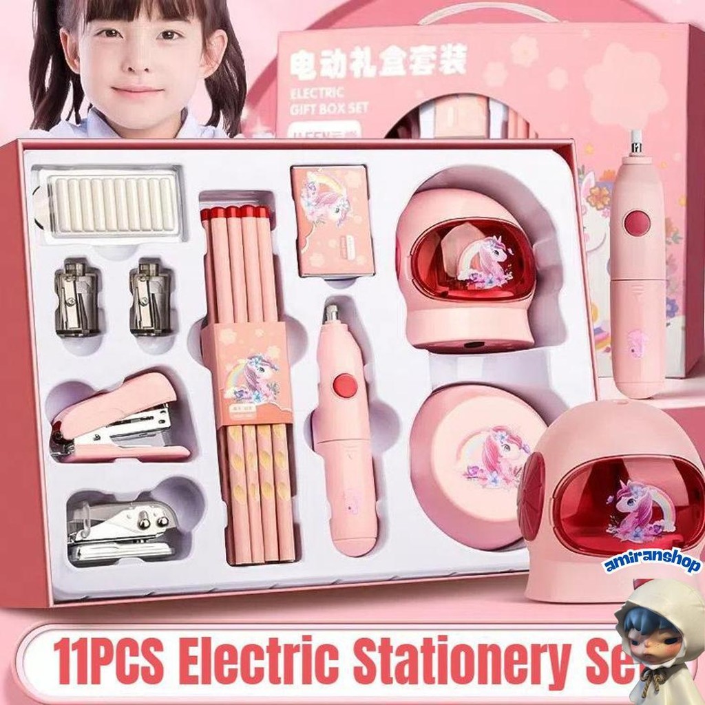 

Carat 11 In 1 Electric Stationery Set / Set Alat Tulis Elektronik Rautan Penghapus Vacuum Pencil / Set Alat Tulis Elektronik Belajar Anak Perempuan Kado Sale