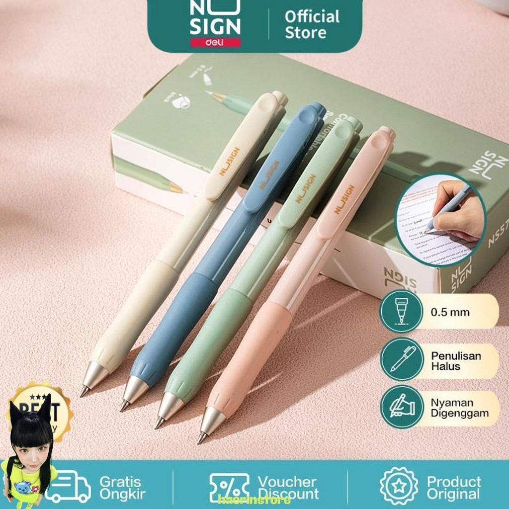 

Nusign Retracable Gel Pen / Pulpen Gel Cetak 0.5 Mm Tinta Hitam Biru Body Pastel Ens576 Sale