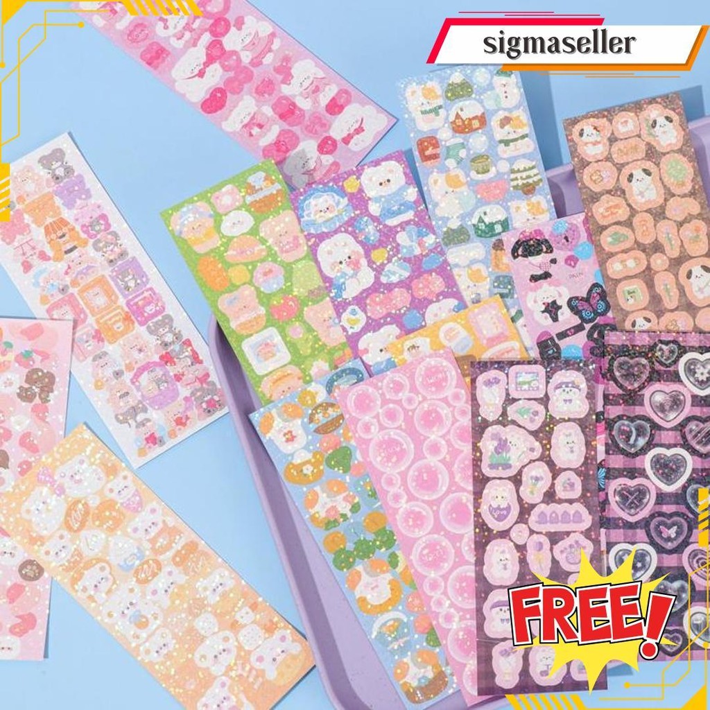 

! Sticker Isi 10-100 Stiker Diy Ukuran Lebih Besar Sticker Korea Glossy Pack Dekor Photocard Termurah Banget