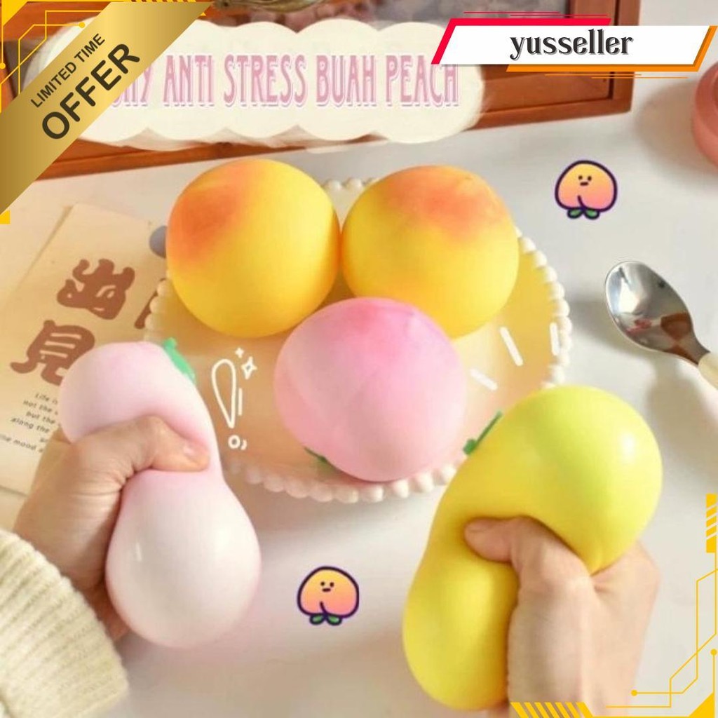Mainan Squishy Antistress Bentuk Buah Peach Squishy Pencet-Pencet Squishy Jumbo Squishi Lucu Squishy