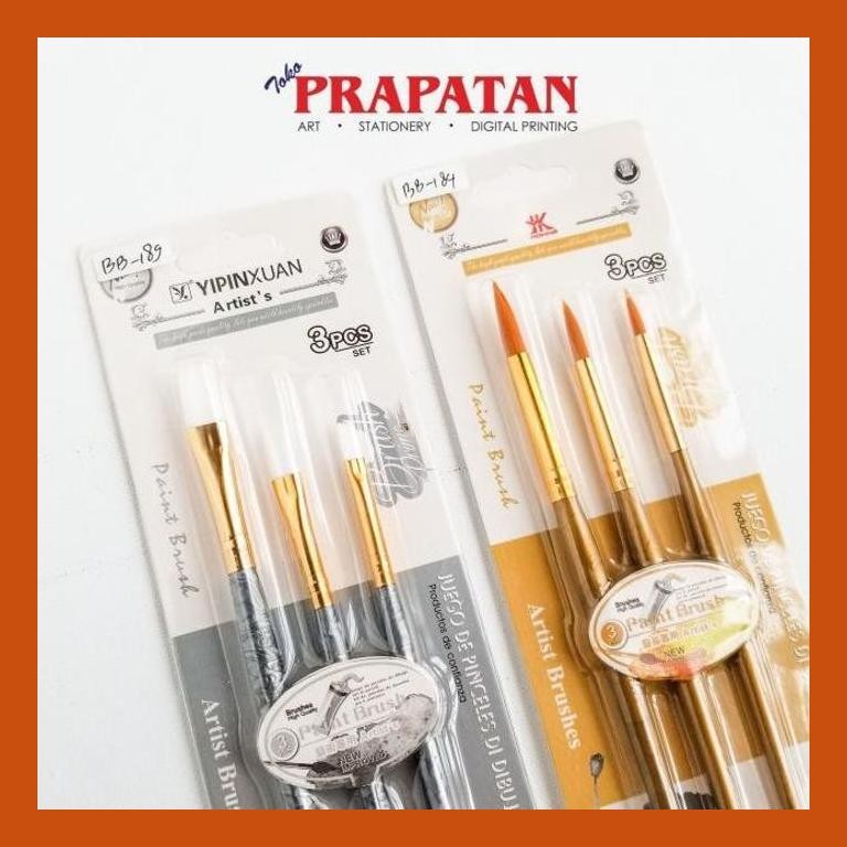 

[ PERALATAN LUKIS / GAMBAR ] KUAS LUKIS YIPINXUAN HOKKA SET 3PCS / PAINT BRUSH COD