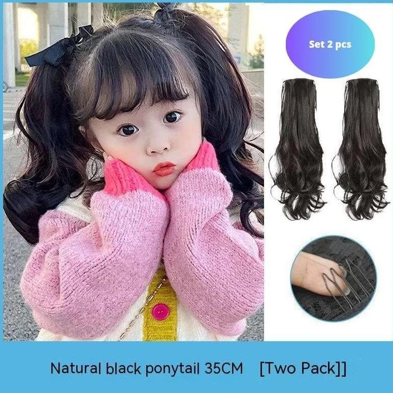 Promo Set Isi 2 Wig Ponytail Anak Premium, Hair Clip Wig Extension Korean Style