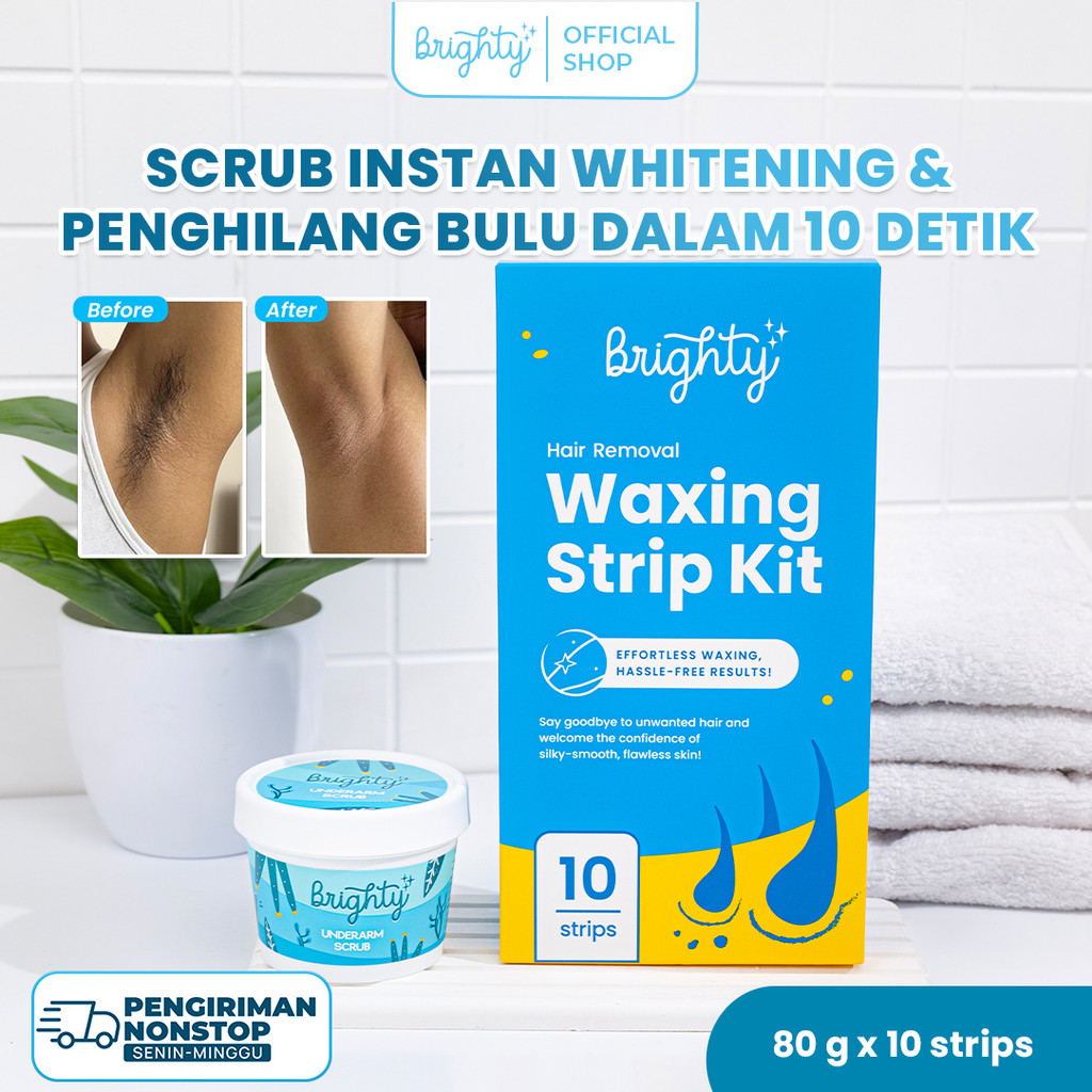 Brighty Hair Removal Waxing Strip Kit X Underarm Scrub Perontok Bulu Ketiak Kaki Tangan Miss V Pence