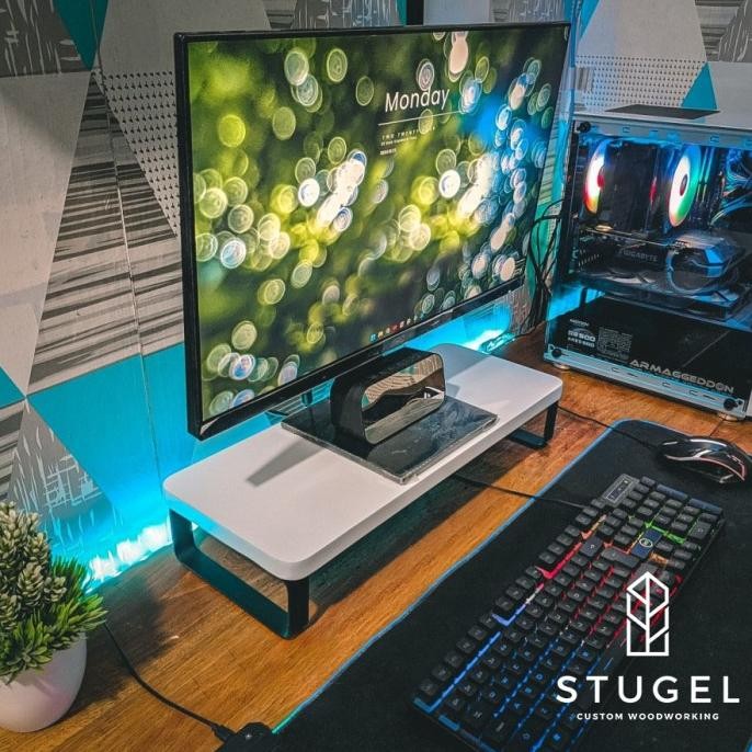 Stand monitor / Stand Laptop / Tatakan monitor Kaki Besi Putih BIM