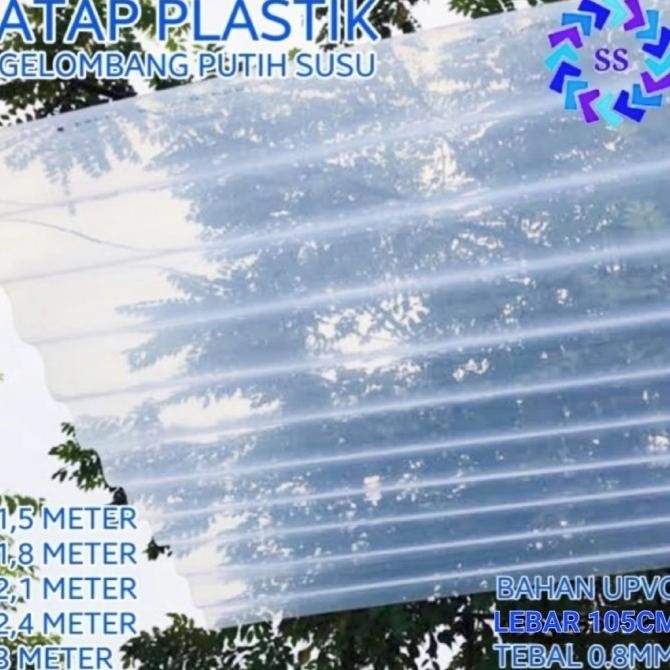 ATAP ASBES / GELOMBANG PLASTIK PUTIH SUSU TEBAL (PET 08) gol