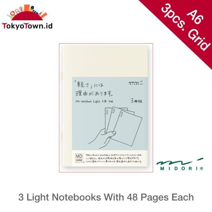 

Midori MD Light Notebook A6, Grid, 48 pages, 3 pieces