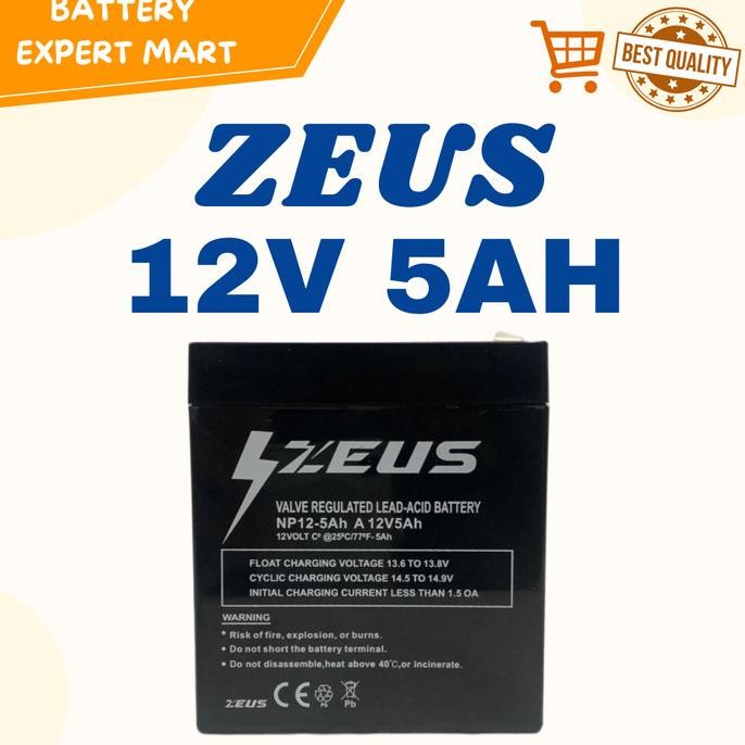 Aki Ups Zeus 12V 5Ah - Baterai Ups Aki Kering Batere Ups Accu Vrla Original Dan Terlaris