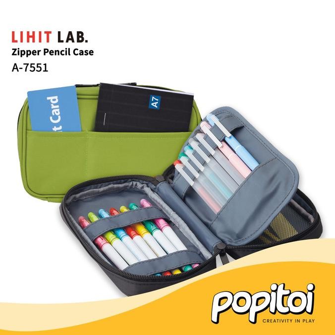 

TERBARU - Lihit Lab A-7551 Zipper Pencil Case Tempat Kotak Pensil Resleting