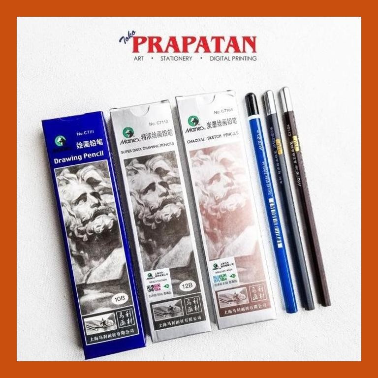 

[ PERALATAN LUKIS / GAMBAR ] MARIES DARK DRAWING PENCIL 10B/12B/14B / PENSIL SKETSA PACKING AMAN