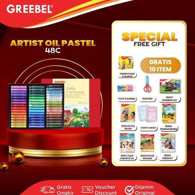 

GREEBEL Crayon Krayon ARTIST OIL PASTEL (AOP 48 Warna) / Krayon Oil Pastel / Crayon Sekolah Mewarnai / Menggambar