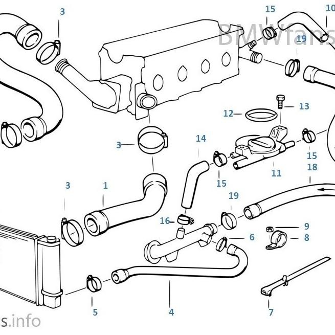Selang Tabung Radiator Bawah BMW E36 Original FEBI