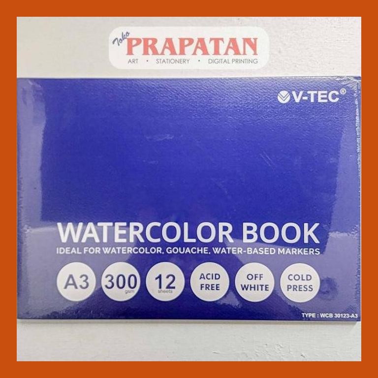 

[ PERALATAN LUKIS / GAMBAR ] V-TEC WATERCOLOR SKETCHBOOK A3 12 LEMBAR 300 GSM / BUKU GAMBAR CAT AIR SIAP KIRIM