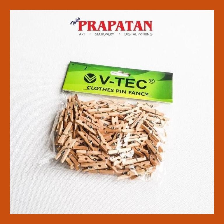 

[ PERALATAN LUKIS / GAMBAR ] V-TEC PENJEPIT FOTO WOODEN CLIP 25 MM 100 PCS COD