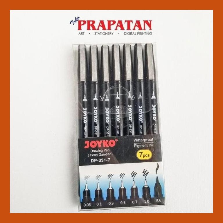 

[ PERALATAN LUKIS / GAMBAR ] JOYKO DRAWING PEN DP-331-7 WATERPROOF SET PACKING AMAN