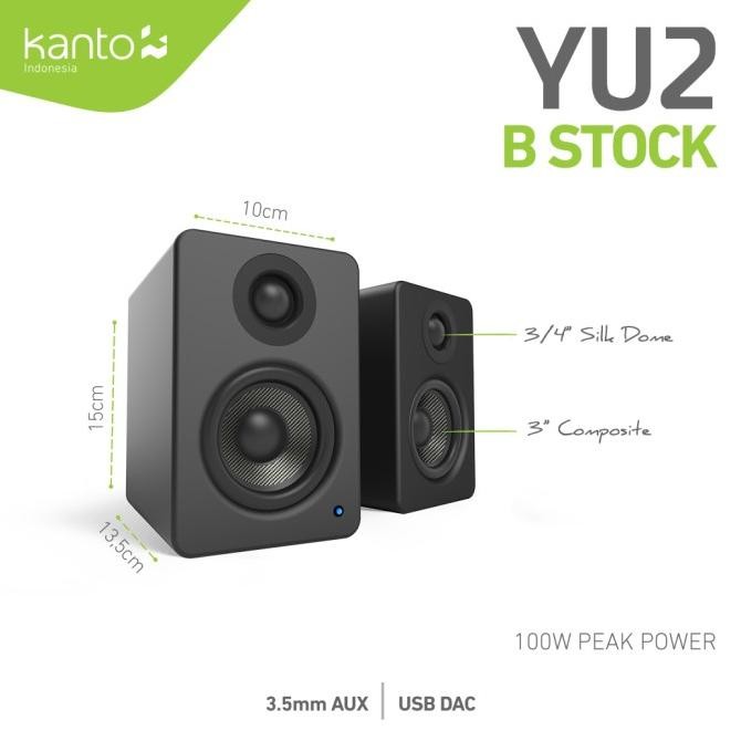 NEW [B-Stock] Kanto YU2 YU 2 - Powered Bookshelf Speaker w/ Phono Pre-amp