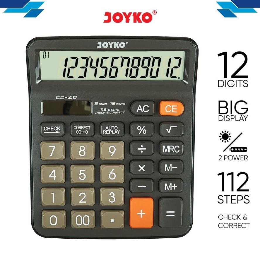 

GB29 Kalkulator JOYKO CC 40 Calculator Check Correct CC40 12 Digit Besar Original