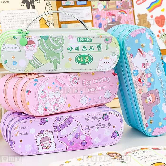 

Tempat Cil Ta Il Ota Il Aethetic Tempat Alat Tuli Bahan Pvc Berapaita Bear Dengan Tier Grati