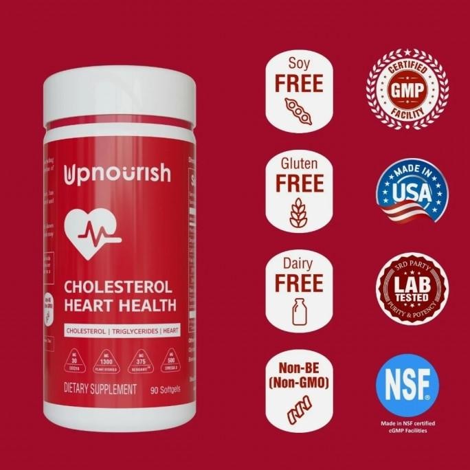Upnourish Plant Sterol Cholesterol Heart Q10 Fish Oil Black Garlic -_inky l