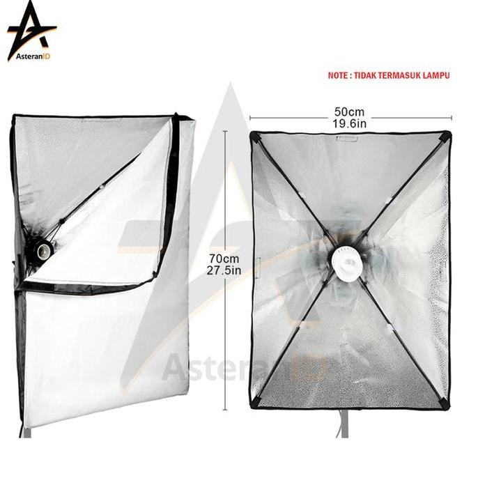 Softbox Lighting Softbox Single Socket + Tiang Stand Lamp Lampu - Silver Original Dan Terpercaya
