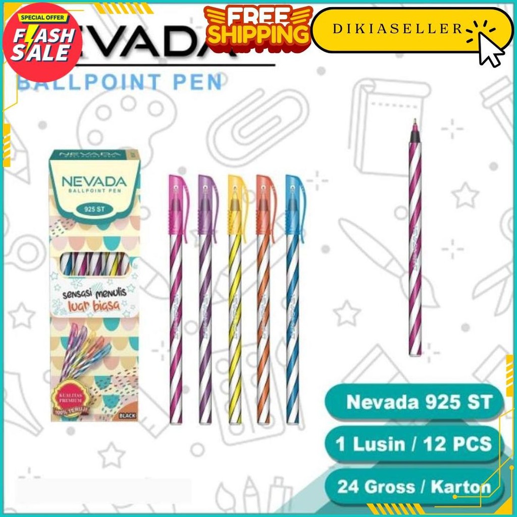 

Bolpen Ulir Nevada Tidak Macet Isi 12 Pcs Original Produk