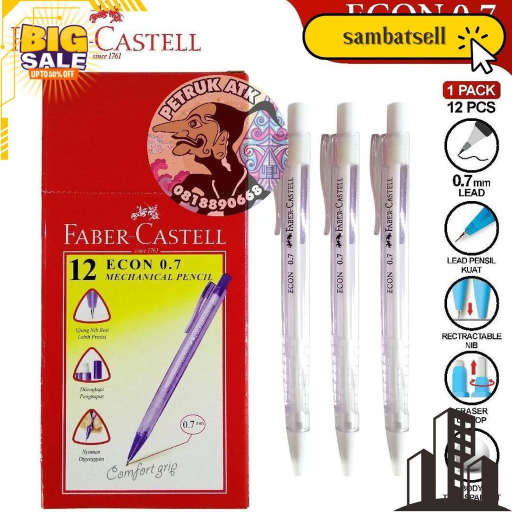 

[Pcs] Pensil Mekanik / Mechanical Pencil Faber Castell Econ 0.5 Mm / 0.7 Mm* Siap Kirim