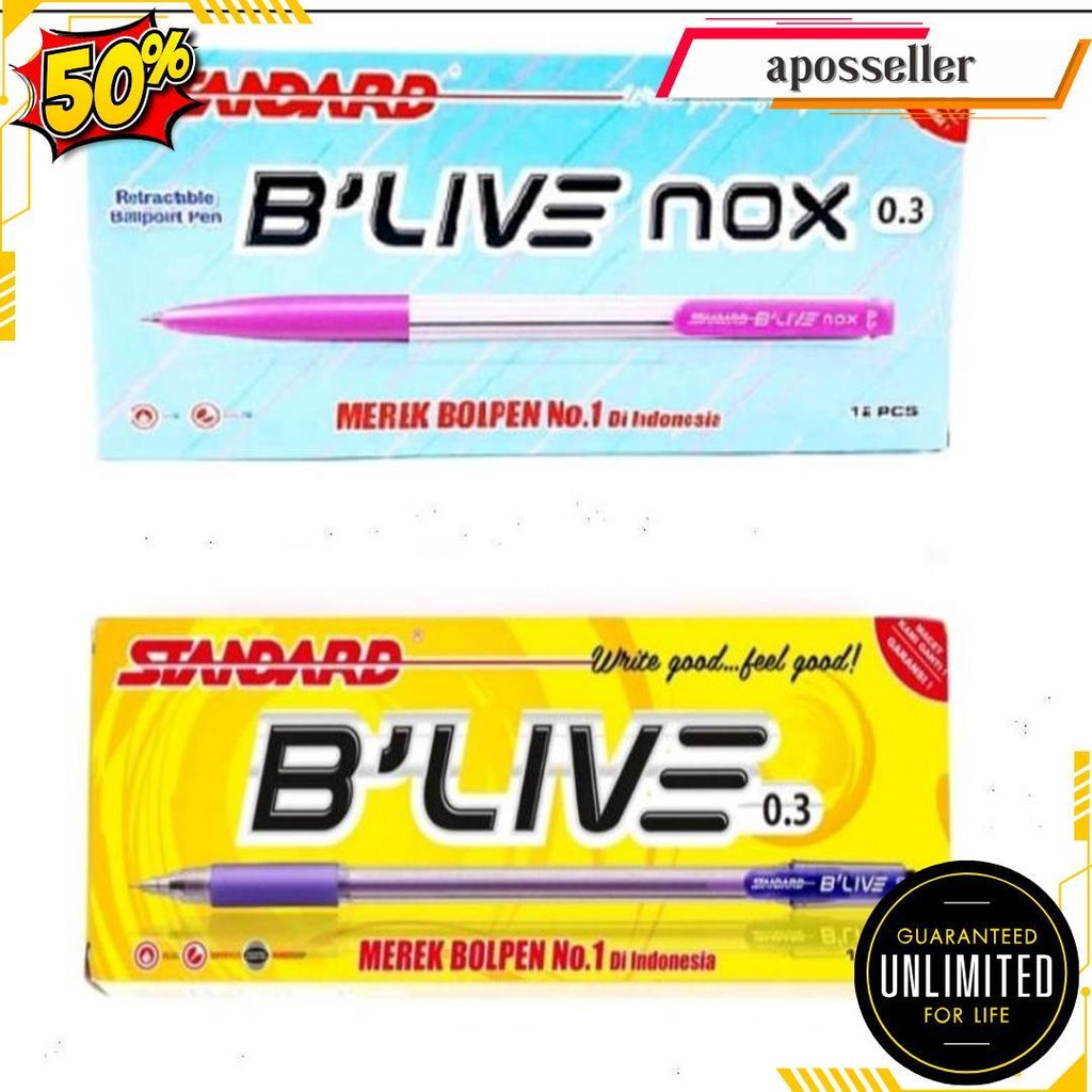 

Bulpen Standard Blive Collection 0.3Mm 1 Pack Isi 12 Pcs Original Produk