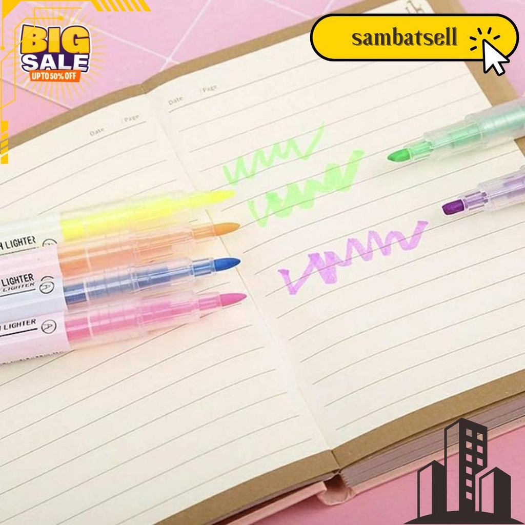 

Mv Stabilo Highlighter Warna Dua Sisi Isi 6 In 1 / Set Warna Double Side Cod
