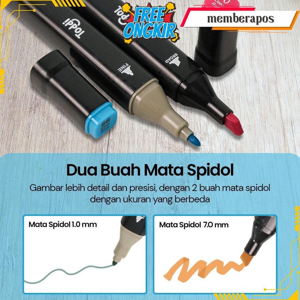 

Toddi Spidol Warna Warni 1 Set Sketch Marker 2 Tip Touch Marker 12/24/30/36/40/ 48/60/80 Warna Terlaris
