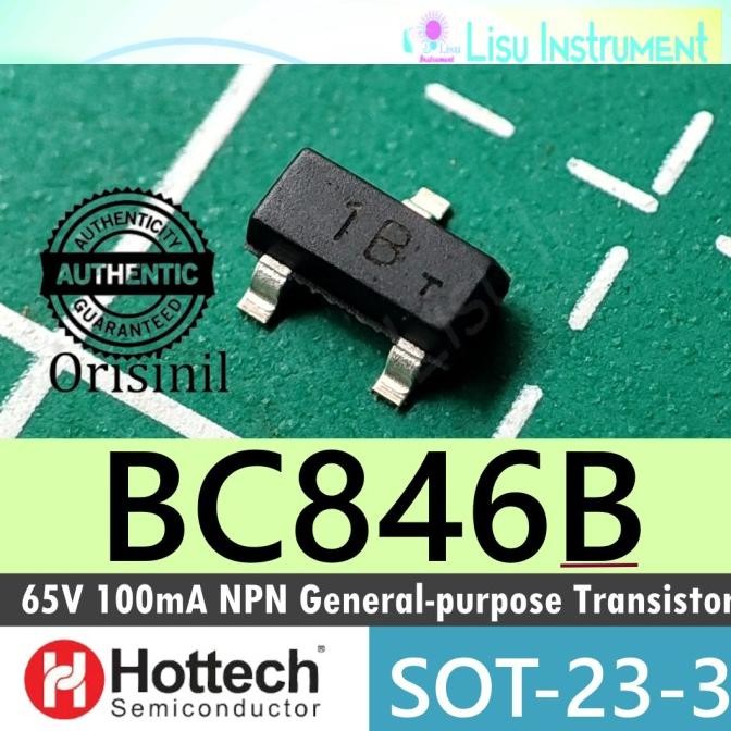 Baru (5) BC846B 65V 100mA NPN Bipolar Transistor BC846 1B SOT-23 Hottech ORIGIN lisu992 Ayo Order