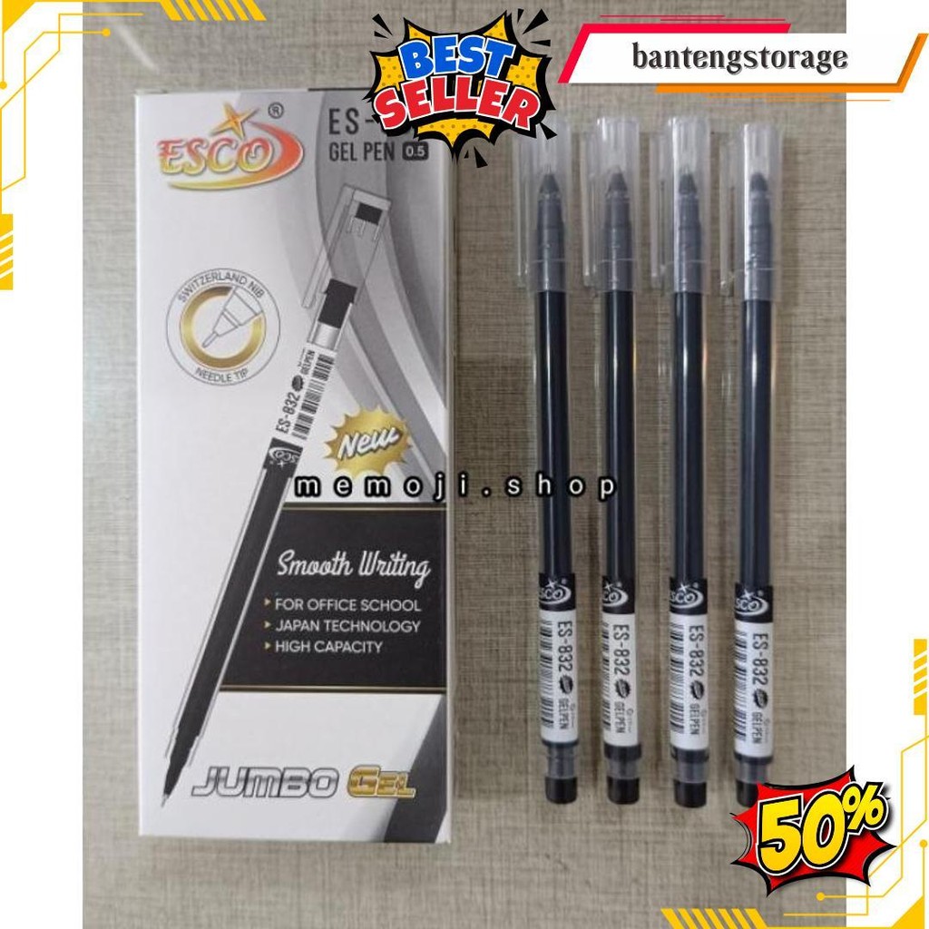 

Pulpen Gel Es-832 0.5Mm Hitam (12Pc) Kualitas Paten Cod