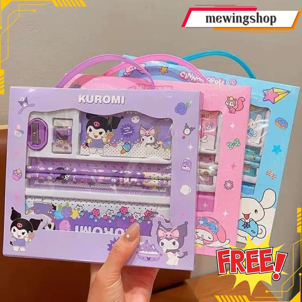 ( Atk B01 ) Set Alat Tulis Kantor ( Anak Sekolah ) Set Atk Sanrio Original Produk
