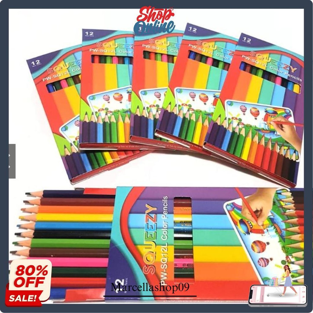 

Grosir Pensil Warna Squeezy Panjang 12 Warna Murah / Color Pencil Pw-Sq12L Bisa Cod