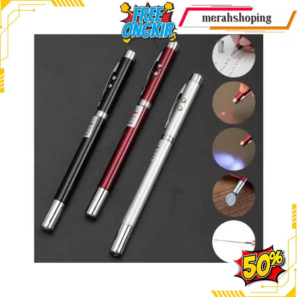 

5In1 Alat Tulis Pena Pulpen Tinta Hitam Laser Senter Pointer Persentasi Teleskopik Magnet Retractable Guru Sekolah Les Stick Class Command Pulpen Multifungsi 5 In 1 Pen Laser Pointer Telescopic Led Magnetic Termurah Banget
