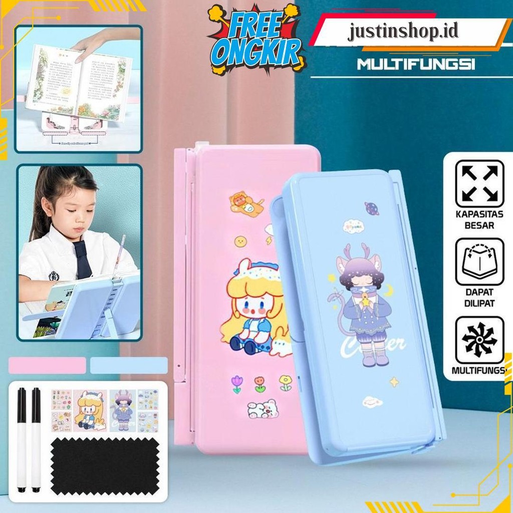 

Tempat Pensil 2In1 Multifungsi Dengan Tatakan Buku Dan Papan Tulis Praktis / Kotak Pensil Lipat Tempat Penyimpanan Alat Tulis Anak Sekolah / Pencil Case Book Holder Import Stockami A73 Terlaris