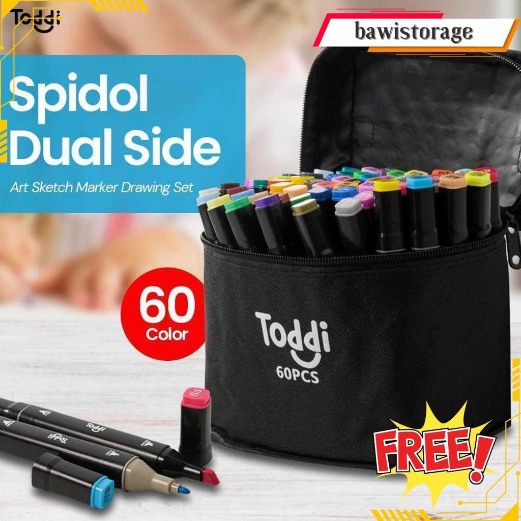 

Spidol Dual Side Fine Art Brush Pen Art Marker Set Toddi Gratis Ongkir