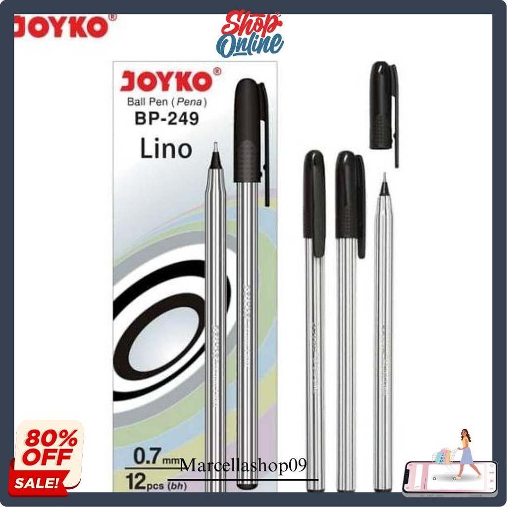 

1 Lsn / 12 Pcs Ball Pen / Pulpen Joyko Bp-249 Lino 0.7 Mm Terlaris