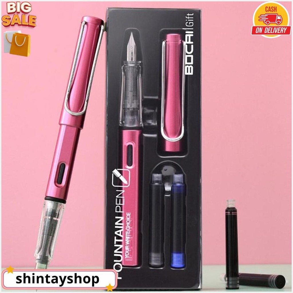 

Fountain Pen Pena Tinta 0.38Mm Bahan Plastik Kualitas Tinggi Refill Tinta Hitam & Biru Ink Pen Berlatih Kaligrafi Cod